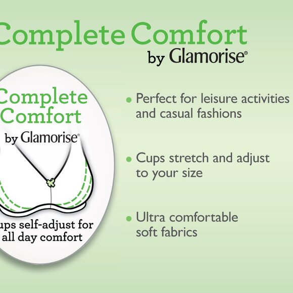 Glamorise 50B 50C COMPLETE COMFORT Bra (WIRELESS) Stretch CONVERTIBLE WHITE NEW - Picture 15 of 16